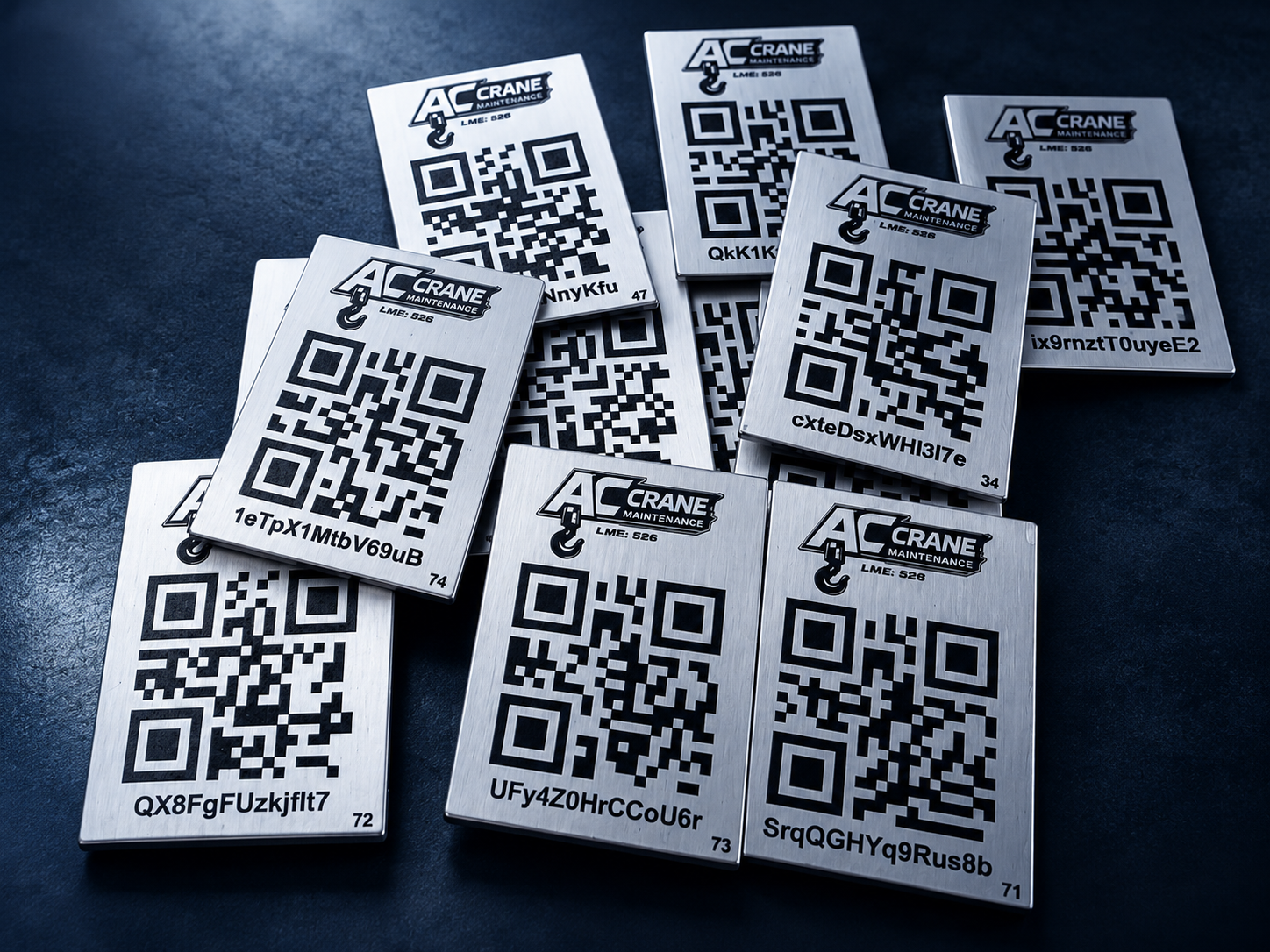 QR identification tags used for crane health monitoring